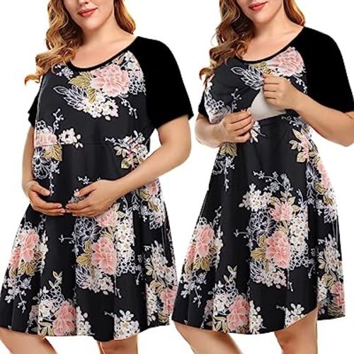 MONNURO Women's Plus Size Labor and Delivery Gown Nursing Nightgown Maternity Sleepwear Dress for Breastfeeding