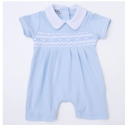 Hudson Smocked Short Playsuit - Light Blue