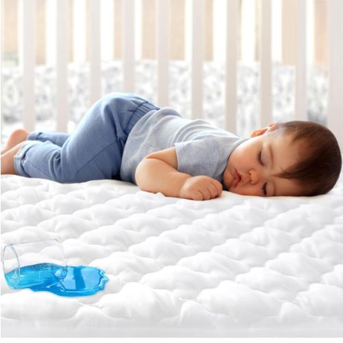 Crib Mattress Protector Sheets Fitted Waterproof Crib Mattress Pad Cover, Noiseless & Machine Wash 100% Absorbent Crib/Toddler Mattress Protector Sheet Quilted, White, 52" x 28"