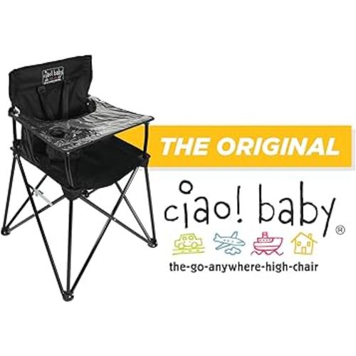 ciao! baby Portable High Chair for Travel, Fold Up High Chair with Tray, Black