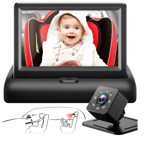 Baby Car Mirror with 4.3'' HD Night Vision Function Display, Safety Car Seat Camera with Wide Crystal Clear View, Easily Observe The Baby’s Move(Not USB)