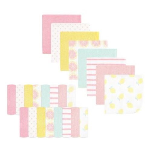 Hudson Baby Infant Girl Rayon From Bamboo Washcloth Bundle, Lemons, One Size