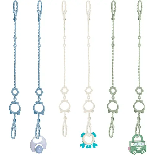 Toy Straps for Baby, 6pcs Adjustable Toy Holder for Stroller Accessories, Silicone Baby Tether Pacifier Clip, No Throw Baby Travel Essential Leash for High Chair, Car Seat, Baby Toy Clips