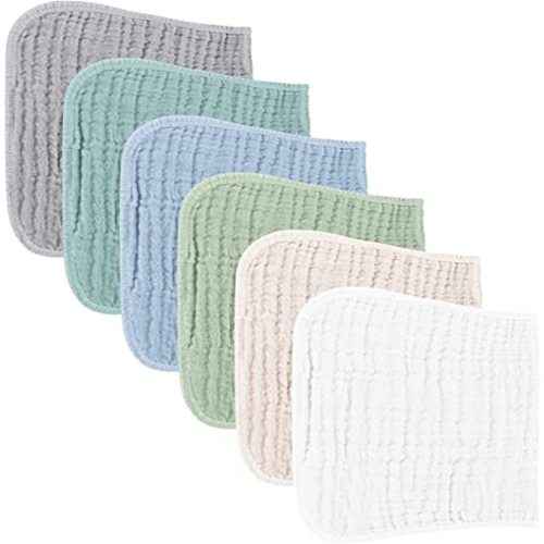 Konssy Muslin Baby Burp Cloths Sets for Unisex- 6 Pack Large 100% Cotton Burping Clothes for Newborn,Baby Girls and Boys