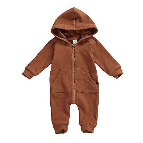 FYBITBO Infant Baby Boys Girls Clothing Zipper Hooded Jumpsuit Romper Long Sleeve Onesie Outfit Fall Winter Warm Clothes