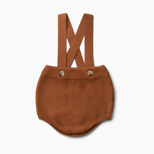 Goumi Kids In The Garden Collection Organic Cotton Knit Suspender Bloomers - Sienna, 12-18 Months