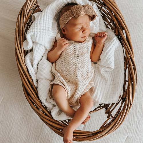 Knitted Newborn Onesie - Oat | 3 Little Crowns