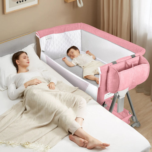 Baby Bassinet And Bedside Sleeper For Baby , 7 Height Adjustable Bedside Bassinet With Wheels | Wayfair