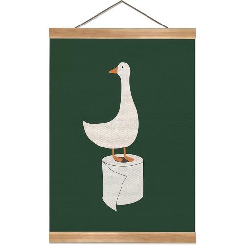 ZTGDA Funny Goose Bathroom Poster,Hanging Canvas for Restroom, Farmhouse Animal Humor Decor, Toilet Wall Sign for School, Nursery,Girls Bathroom 12x16 Inch (Silly Goose-2)