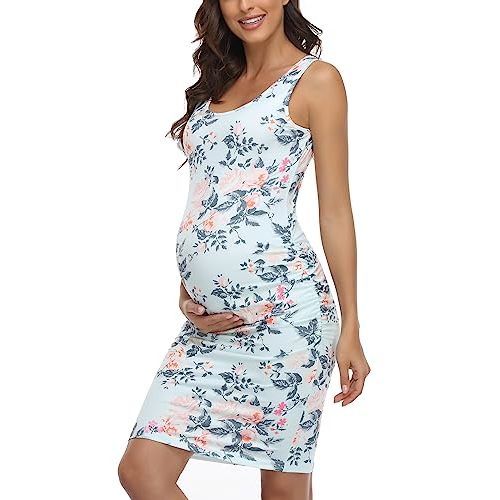 BBHoping Women's Maternity Sleeveless Dresses Maternity Tank Dress Mama Baby Shower Pregnancy Dress