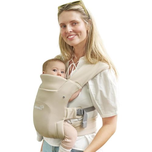 GROWNSY Baby Carrier Newborn to Toddler, Cozy Baby Wraps Carrier, Ergonomic Baby Carrier with Head Support, Cream