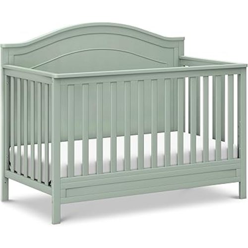 daVinci Charlie 4-in-1 Convertible Crib - GREENGUARD Gold Certified - Converts from Baby Crib to Toddler Bed, Daybed, and Full-Size Bed Effortlessly - 4 Adjustable Heights - Wooden Light Sage Baby Bed