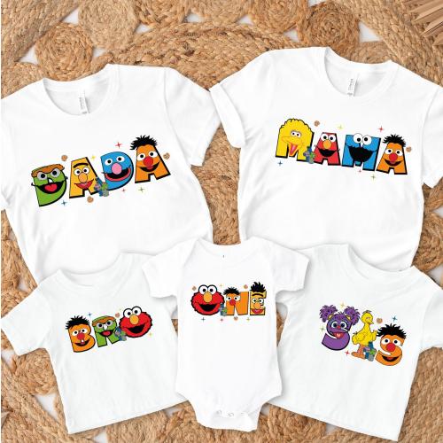 Character Family Birthday Shirts, Custom Sesame Birthday, Matching Family Birthday T-shirt, Toddler Birthday Tee, First Second Birthday