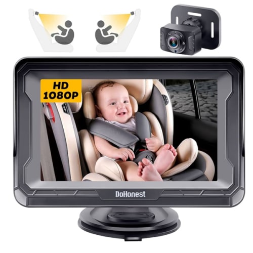 DoHonest Baby Car Camera HD 1080P - Rear-Facing Car Baby Monitor with Night Vision, Adjustable View Angle, Easy Setup, Anti-Glare Display, Safety for Kids & Infants