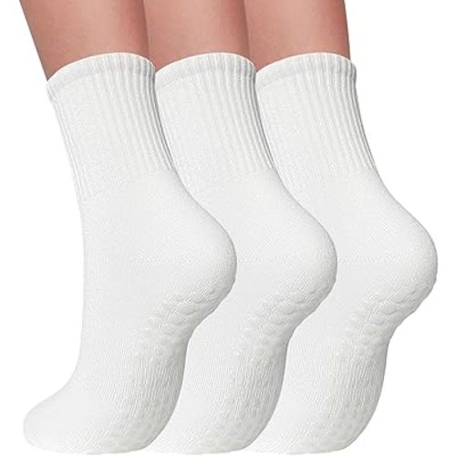 3 Pairs Pilates Socks with Grips for Women Non Slip Grip Socks for Yoga Barre Hospital Workout