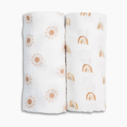 Lulujo Muslin Swaddles (2 Pack) - Rainbow/Suns, 2