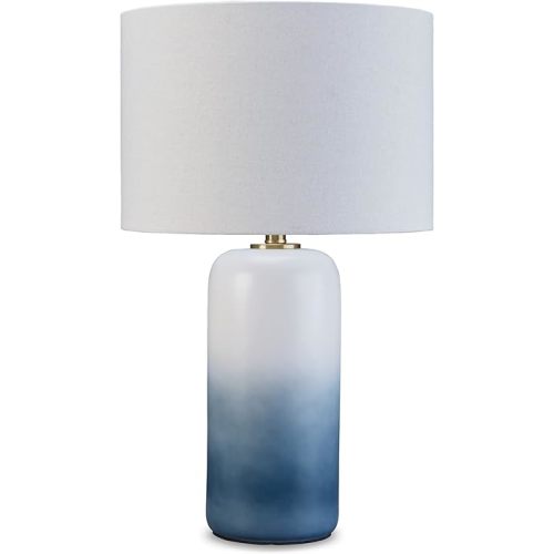 Signature Design by Ashley Lemrich Coastal 25.63" Ceramic Table Lamp, White & Blue