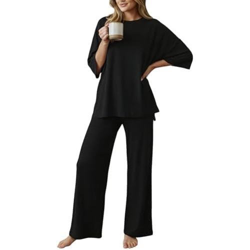 PATPAT Lounge Sets for Women Short Sleeve Pajama Set Soft Comfy Elastic Pjs 2 Piece Loungewear Outfits with Pockets, S-XXL