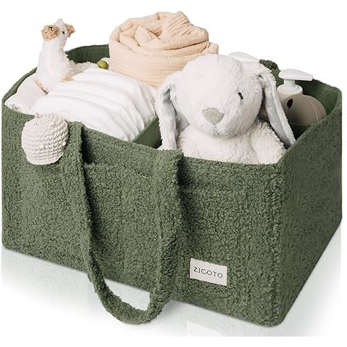 Beautiful Diaper Caddy Organizer - Versatile Storage Basket Easily Holds Diapers, Wipes and Other Baby Necessities - Perfect for Baby Showers, Functional Car Storage & Great Gift for Expecting Mothers
