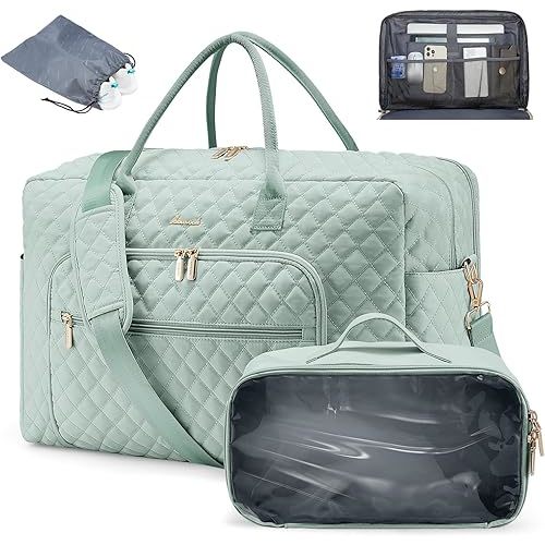 LOVEVOOK Travel Duffle Bag, Weekender Bag for Women with Toiletry Bag Carry on Overnight Bag with Laptop Compartment, Yoga Gym Bag with Wet Pocket Shoe Bag, Hospital Bag for Labor and Delivery