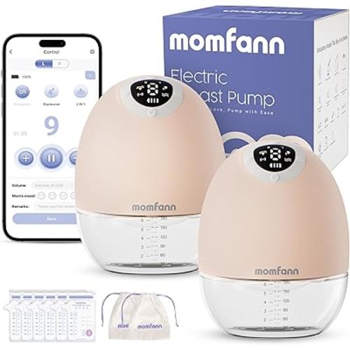Breast Pump Wearable, Hands-Free APP Control Portable Breastfeeding Pump with Efficient Milk Output, Leak-Proof Design, Discreet, Quieter, 3 Modes 9 Levels Electric Breast Pump, Beige