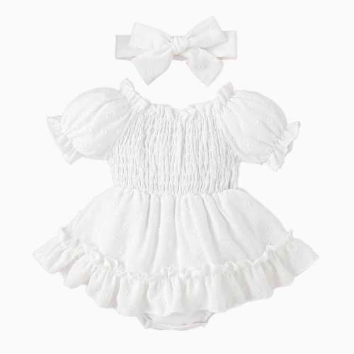 Baby Reffles Pure Dress with Headband