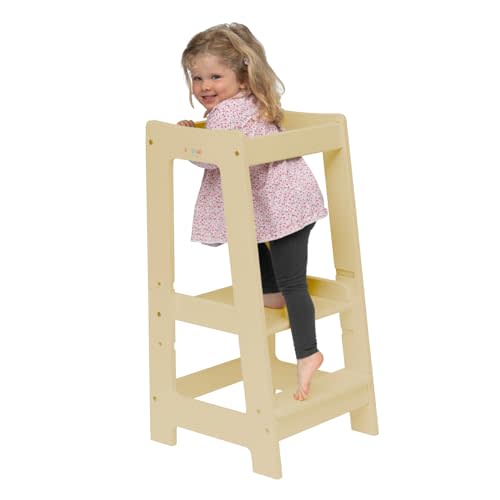 Stepup Baby Toddler Tower - Kids Helper Step Stool & Safety Rail for Child & Adjustable Height, Durable Non-Slip Platform for Kitchen & Bathroom Sink, Easy Assembly Toddlers Tower - Natural