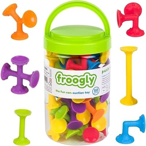 Froogly - 50 Piece Suction Toys | Montessori Toys Bath Toys Construction Building Set Silicone Preschool Toys Daycare Toys Shower Toys Travel Toys for Kids Toddlers Boys Girls Ages 3 4 5 6 Year Old