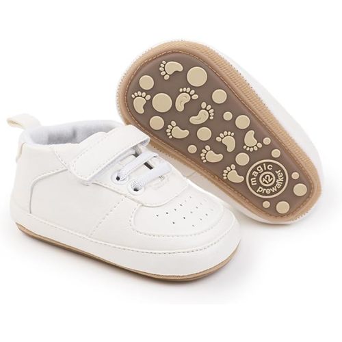 Clowora Unsex Baby Shoes Boys Girls Infant Sneakers Non-Slip Soft Rubber Sole Toddler Crib First Walker Lightweight Shoes (A03/Khaki,3-6 Months)