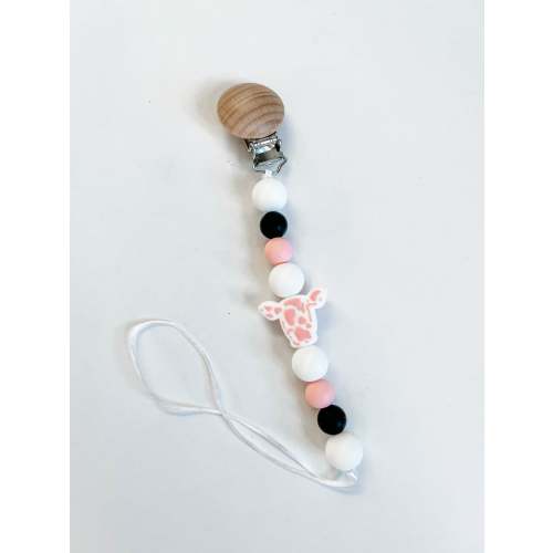 Holstein Pink Paci Clip