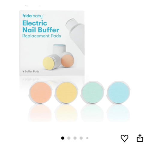 Frida Baby Electric Nail Buffer Replacement Pads | Safe + Easy Grooming, Trimming, and Nail Filing for Newborn, Toddler, or Children's Fingernails and toenails, 4 Buffer Pads