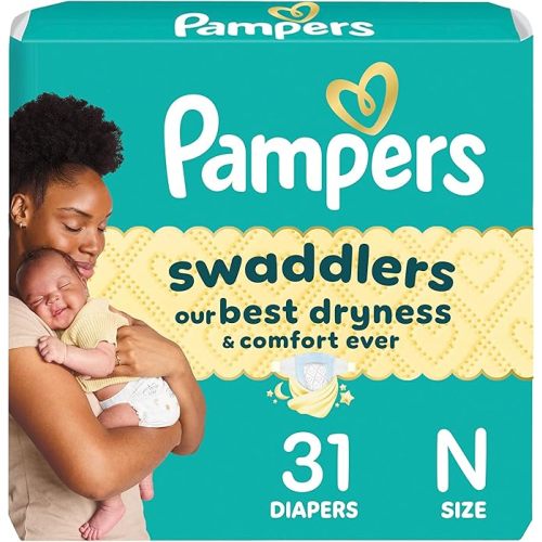 Pampers Baby Diapers - Swaddlers - Size 0, 31 Count, Ultra Absorbent Disposable Newborn Diaper