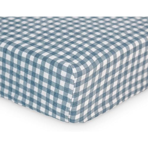 Amazon.com : Lulujo Muslin Crib Sheets - Fitted Crib Mattress Sheets for Boys and Girls - 28"x 52", 1 Pack (Navy Gingham) : Baby