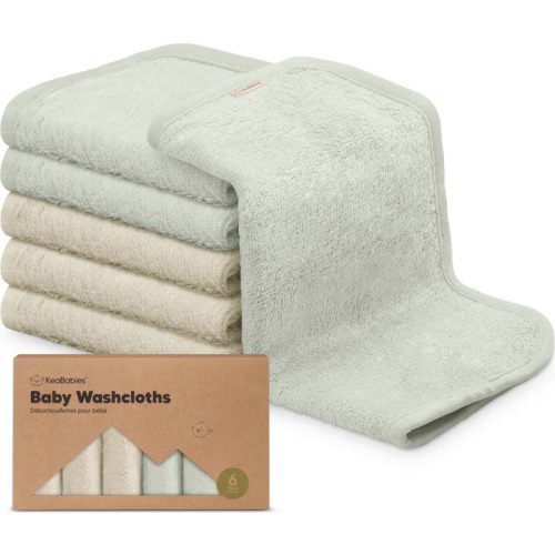 KeaBabies Deluxe Baby Washcloths, Stone/Dove