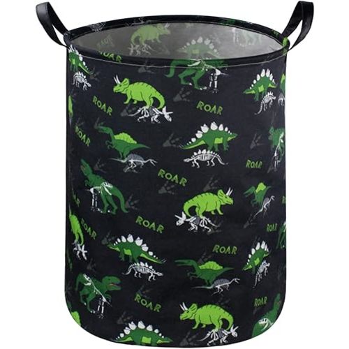 ESSME Kids Hamper,Dinosaur Laundry Hamper Collapsible Canvas Dinosaur Storage Basket for Boys Room Decor, Nursery Hamper,Gift Baskets,Home Organizer(Dinosaur laundry hamper)