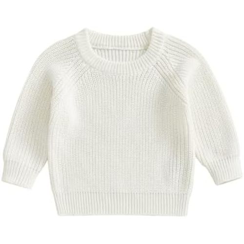 Toddler Baby Boy Girl Knit Sweater Basic Crew Neck Long Sleeve Solid Pullover Sweatshirt Fall Winter Outfit