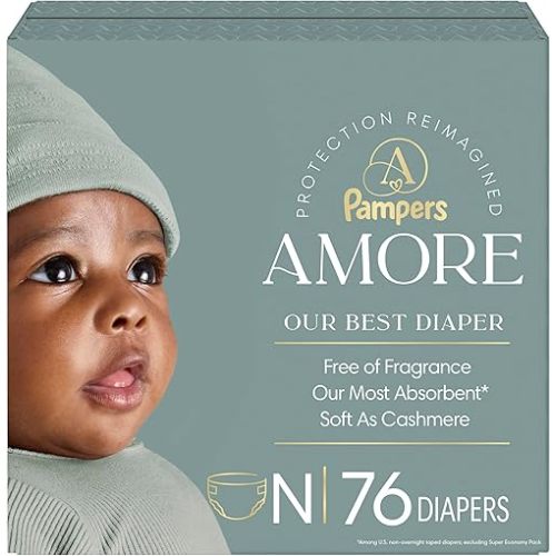 Pampers AMORE, Size 0, Our Best Diaper, 1 Pack (Count of 76)