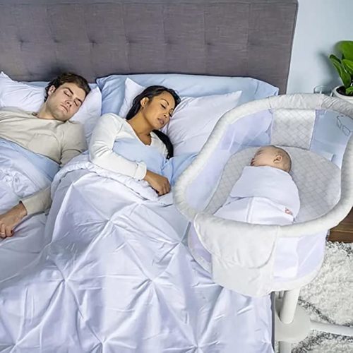 HALO BassiNest Swivel Sleeper, Bedside Bassinet, Essentia Series, Nautical Net