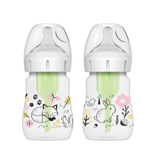 Dr. Brown's Anti-colic Options+ Wide-neck Baby Bottle - Woodland Designs - 5 Fl Oz/2pk