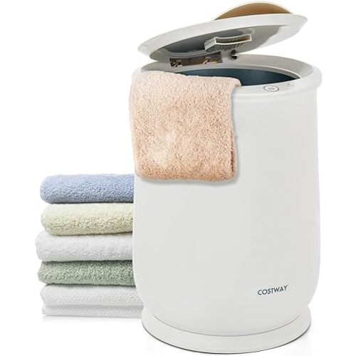 COSTWAY Bucket Style Towel Warmer, Large Towel Warmer with Flip-top Lid, Auto Shut Off, Ideal for 2 Oversized 45” x 70” Towels, Bathrobes, Portable Towel Warmer for Bathroom, Pool, Spa