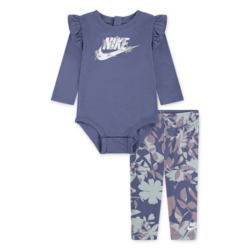 Baby Girls Nike Bodysuit & Floral Printed Dri-FIT Leggings 2-Piece Set