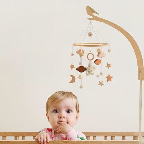 Bird Shape Crib Mobile Arm, 30 Inch Baby Crib Mobile for Boys and Girls, Adjustable Wooden Baby Mobile Holder for Crib, Baby Mobile Hanger, Perfect Nursery Décor and Gift - Bird Crib Mobile Arm