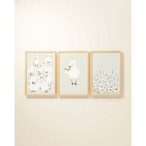 Several Swans Framed Wall Art Set in Shell
