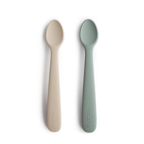 Baby Silicone Feeding Spoons (Cambridge Blue/Shifting Sand) 2-Pack – Mushie