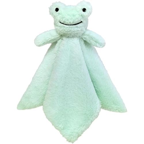Baby Green Frog Soft Stuffed Animal Security Blanket, Plush Frog Character Lovey Blanket, Baby Shower/Nursery Gift, Newborn Infant Toddler Snuggle Blankie for Girls Boys, 14 Inches