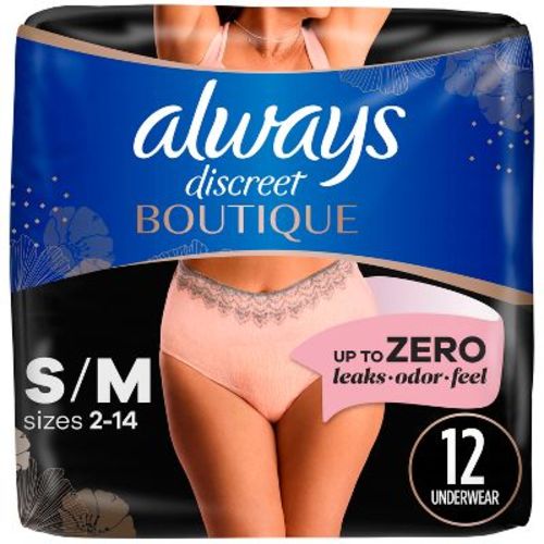 Always Discreet Boutique Underwear Women's Incontinence - Maximum Protection - Small/Medium - 12ct