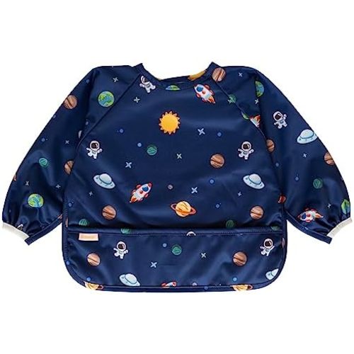 Torange Baby Bib, Long Sleeve Bib for Toddler, Waterproof Bibs for Baby, Baby-Led Weaning Smock, Machine Washable Feeding Bib