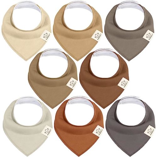 KeaBabies 8-Pack Organic Baby Bandana Drool Bibs - Stylish Unisex Bandana Bibs, Super Absorbent Bandana Drool Bibs, Gentle Teething Bibs for Infants, Organic Cotton Baby Bib (Terracotta) - One Size (Pack of 8)
