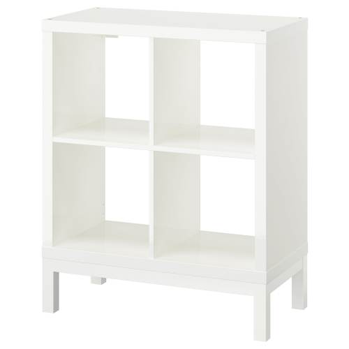KALLAX Shelving unit with underframe - high-gloss/white/white 30 3/8x37 "
