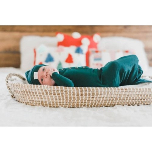 Boy's Baby Organic Knotted Gown + Top Knot Hat - Fawn & Foster Newborn